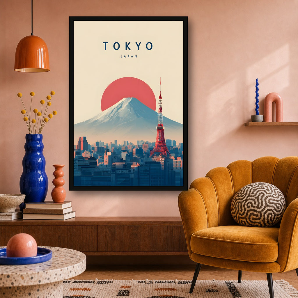 Tokyo Japan Poster, Japanese City Travel Print, Modern Wall Art - 2x3 room mockup