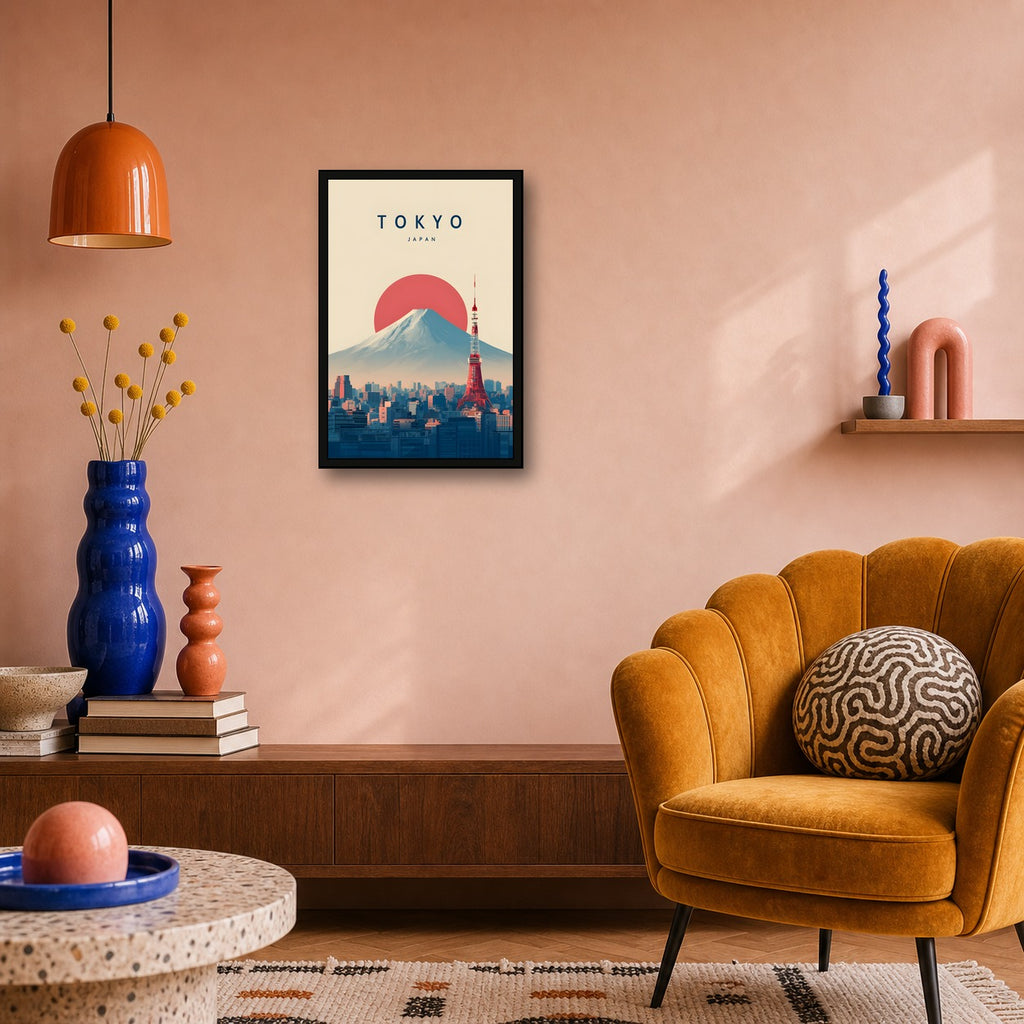 Tokyo Japan Poster, Japanese City Travel Print, Modern Wall Art - 2x3 room mockup