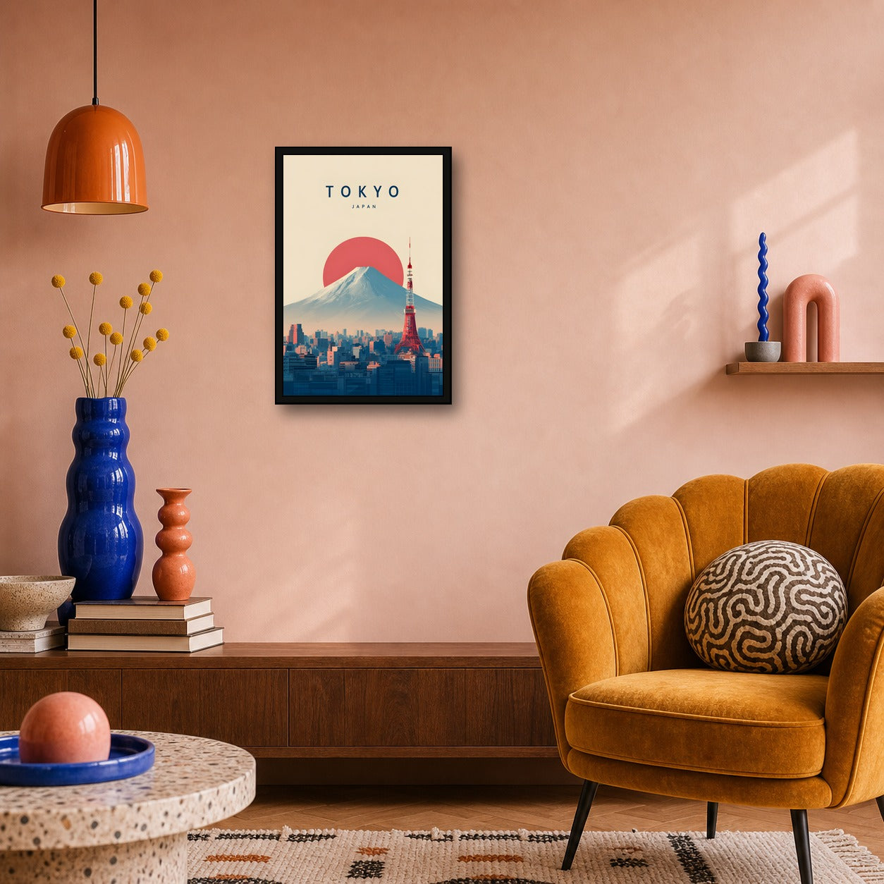 Tokyo Japan Poster, Japanese City Travel Print, Modern Wall Art - 2x3 room mockup