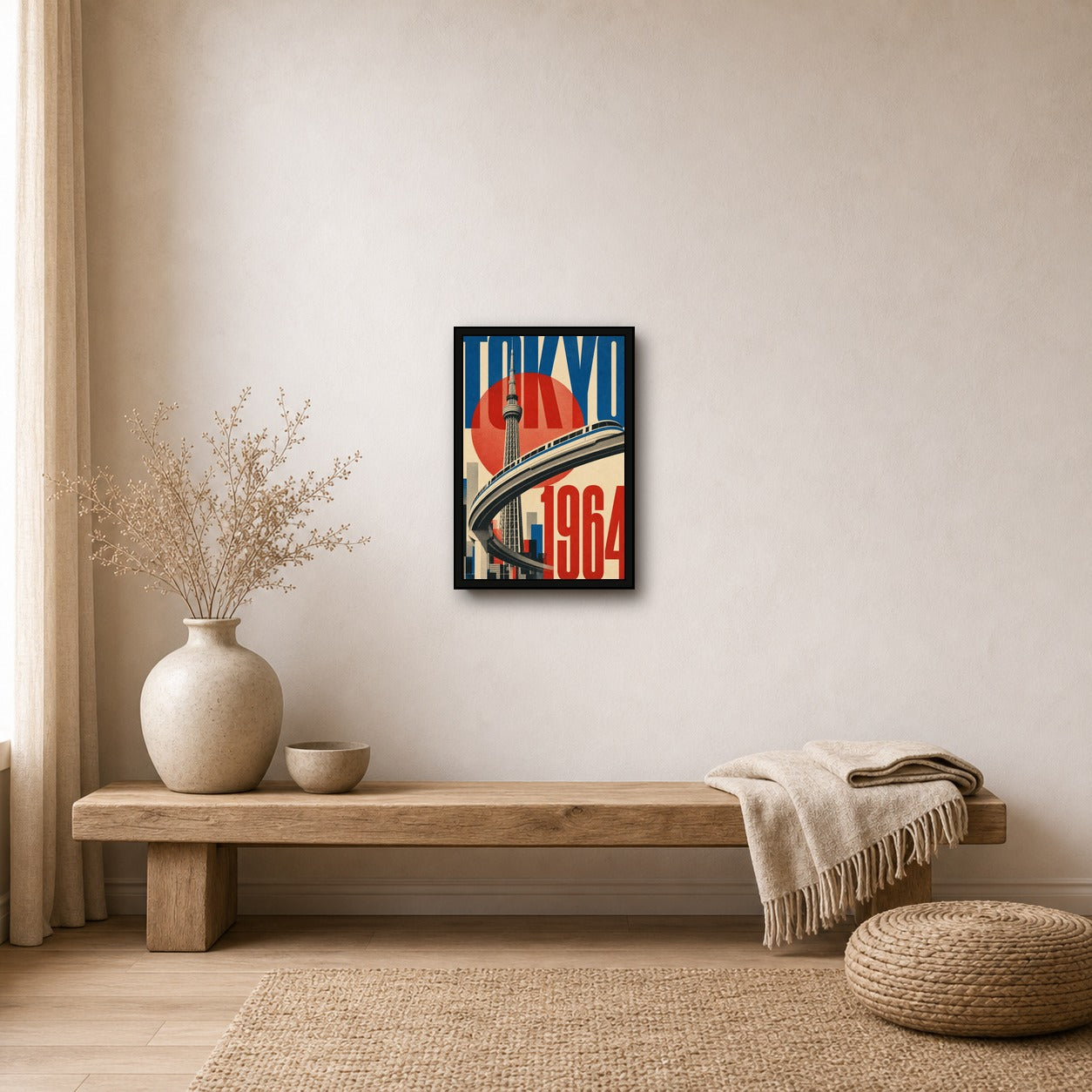 Tokyo New Horizon Poster, Retro Japanese City Travel Wall Art Print - 2x3 room mockup