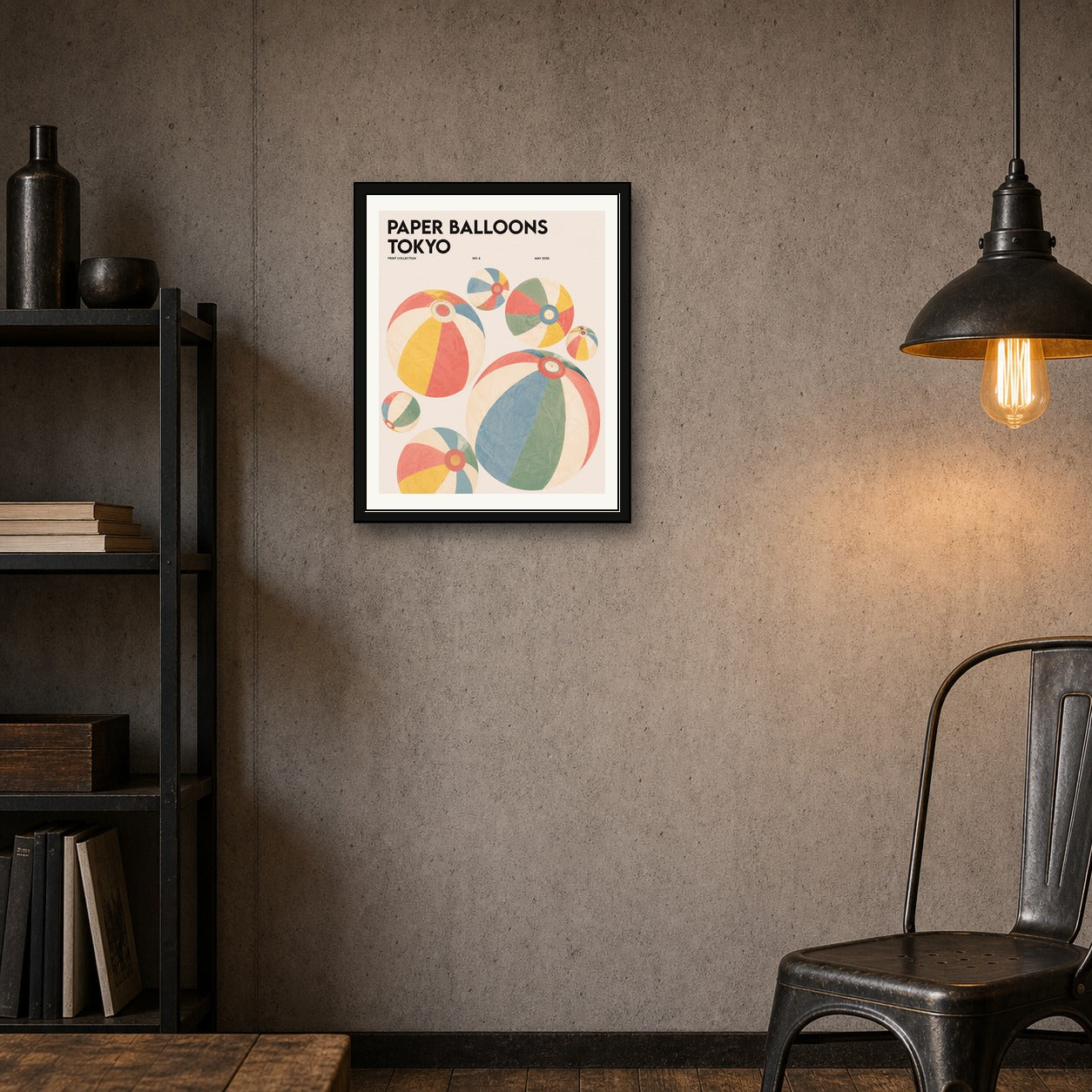 Tokyo Paper Balloons Art Print, Japanese Travel Poster with Playful Pastel Hues, Available in Multiple Sizes - corrected 4x5 room mockup