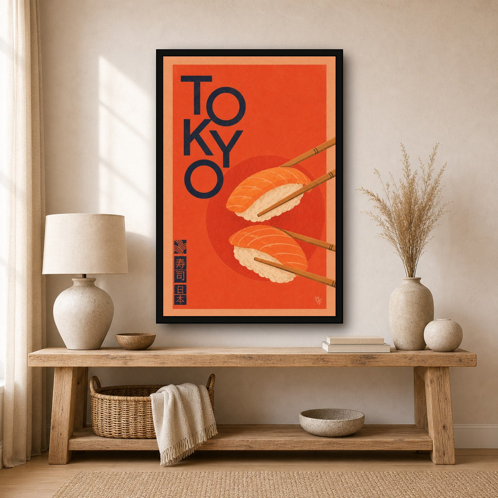 Tokyo Sushi Nigiri Japanese inspired poster print for modern wall decor