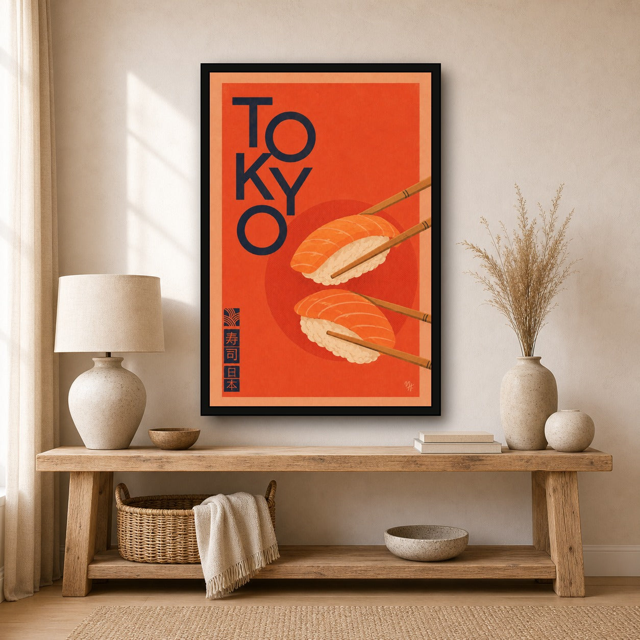 Tokyo Sushi Nigiri Japanese inspired poster print for modern wall decor