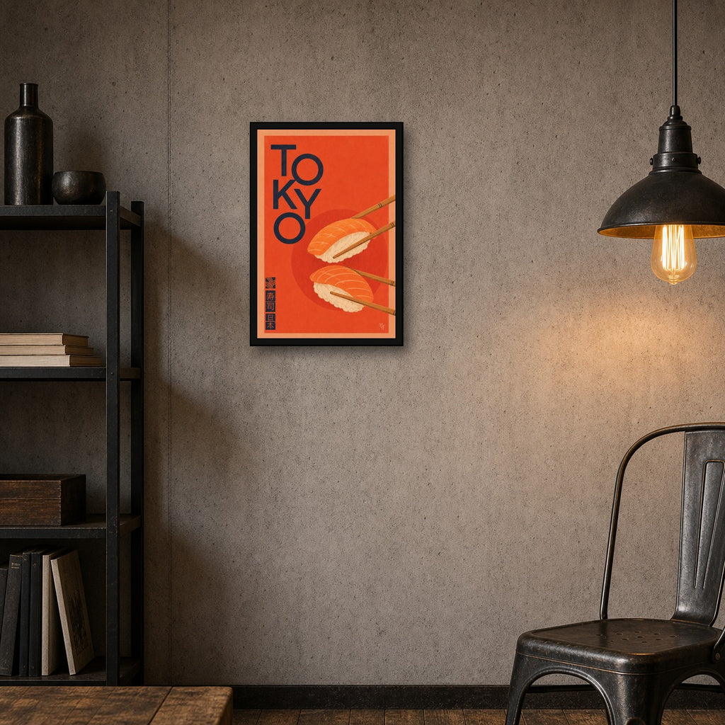 Tokyo Sushi Nigiri Japanese inspired poster print for modern wall decor