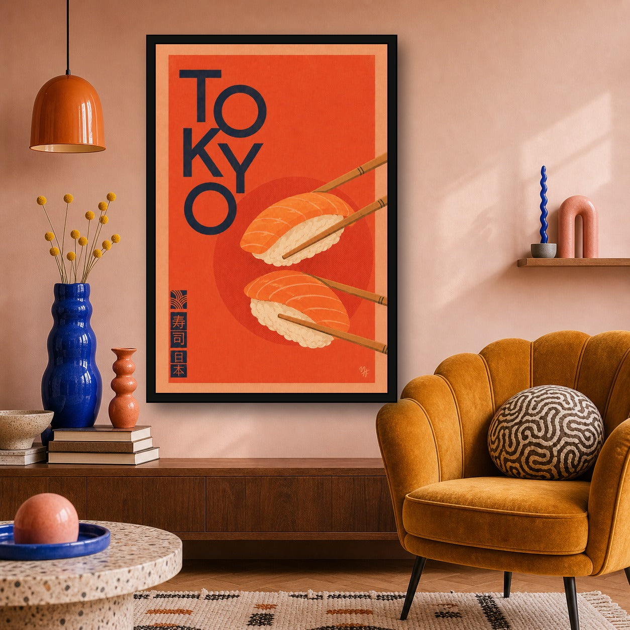 Tokyo Sushi Nigiri Japanese inspired poster print for modern wall decor