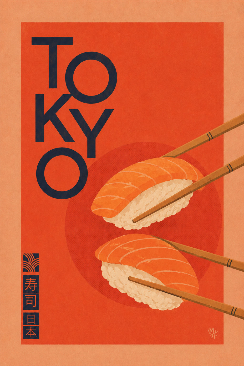 Tokyo Sushi Nigiri Japanese inspired poster print for modern wall decor
