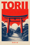 Torii Gate Red Path Japanese Retro Poster Print