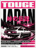 Touge Japan Drift Poster - Neon Pink JDM Car Wall Art for Street Scene Enthusiasts, Available in Multiple Sizes - corrected 3x4 flat artwork