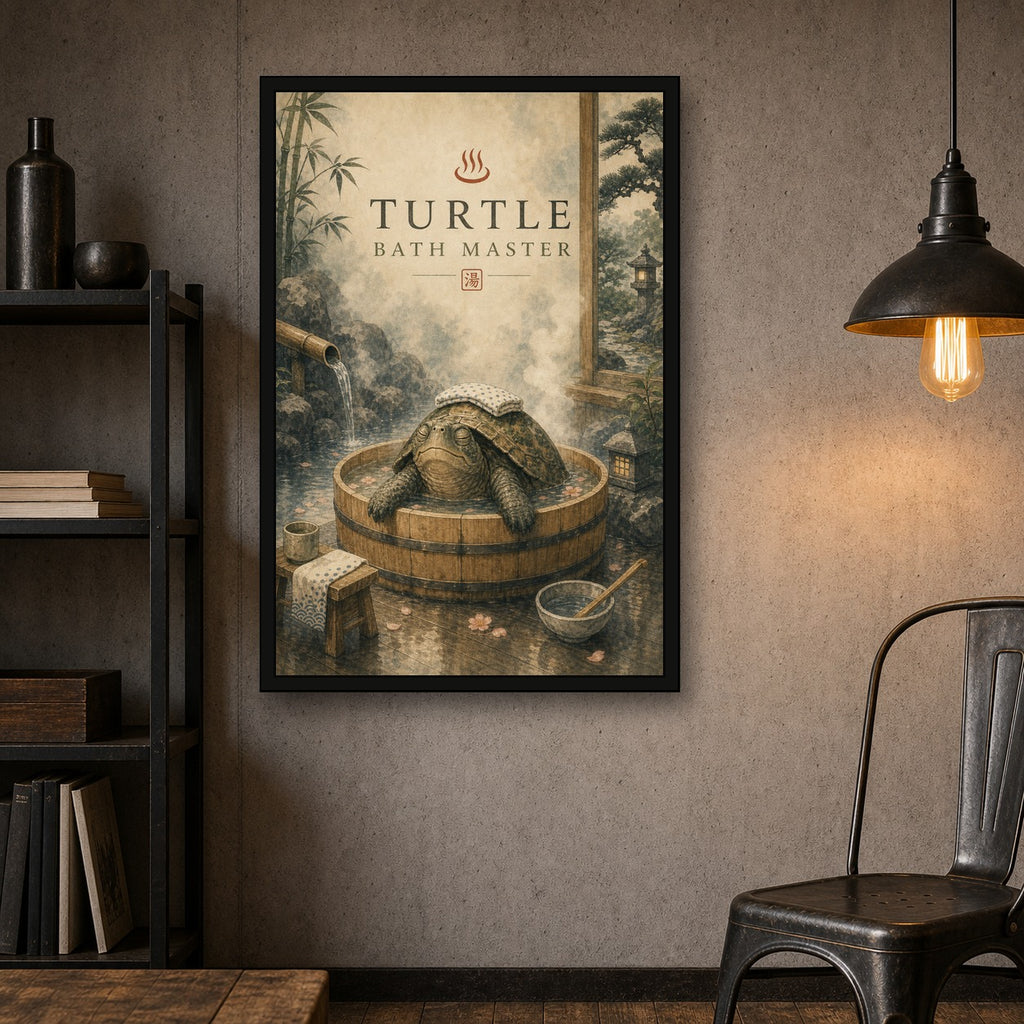 Turtlebathmaster Japanese Retro Poster Print - 2x3 room mockup