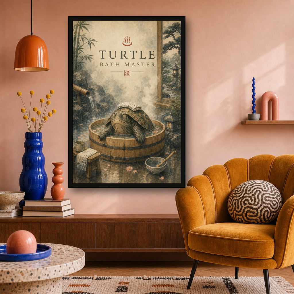 Turtlebathmaster Japanese Retro Poster Print - 2x3 room mockup