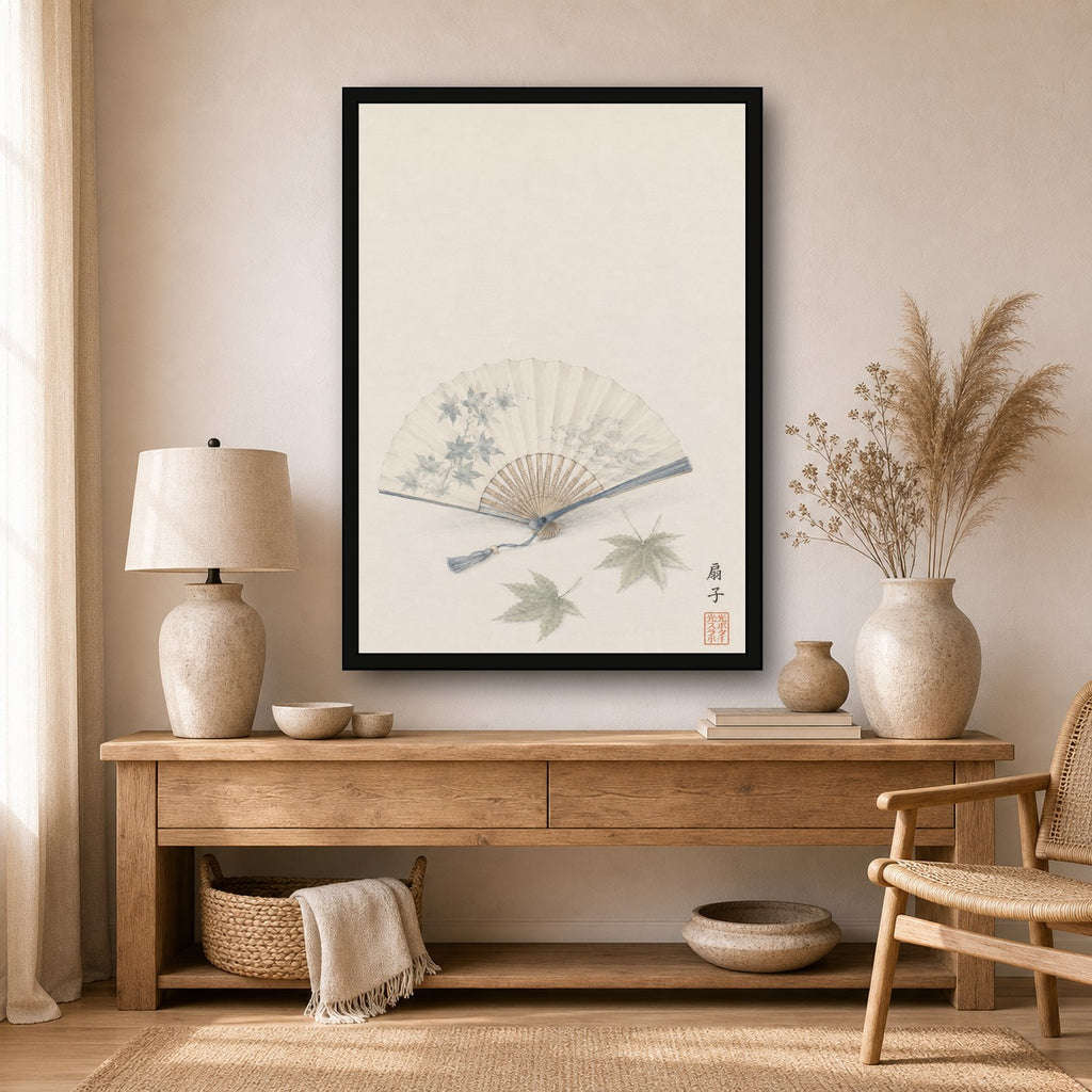Uchiwa Fan Maple Japanese inspired poster print for modern wall decor