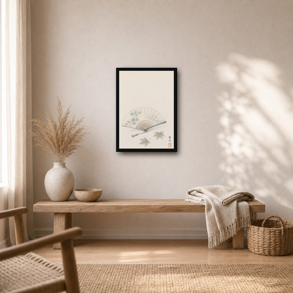 Uchiwa Fan Maple Japanese inspired poster print for modern wall decor