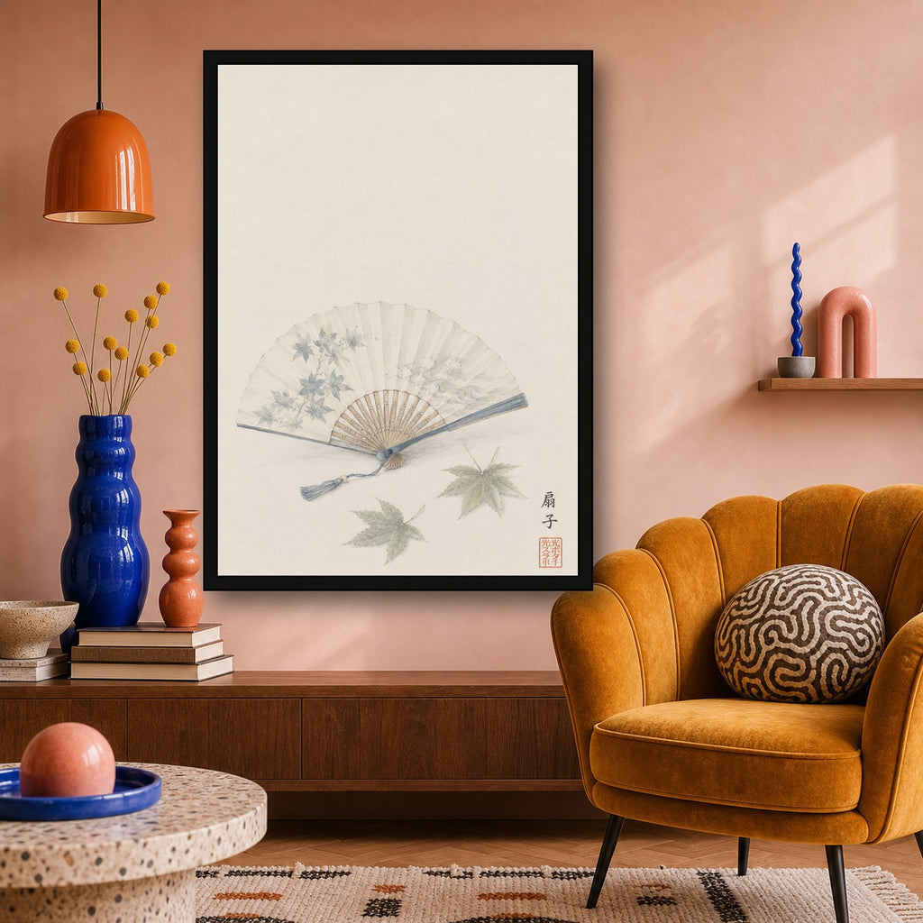 Uchiwa Fan Maple Japanese inspired poster print for modern wall decor