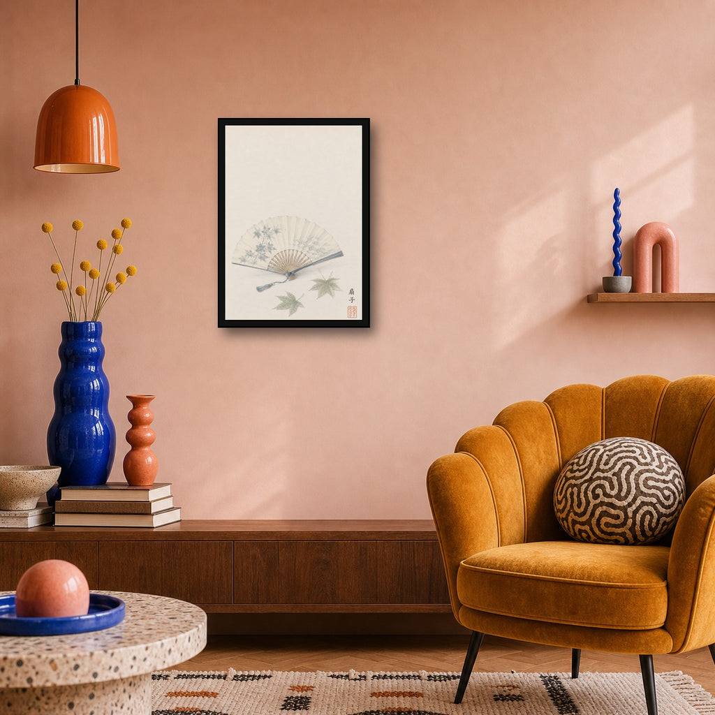 Uchiwa Fan Maple Japanese inspired poster print for modern wall decor