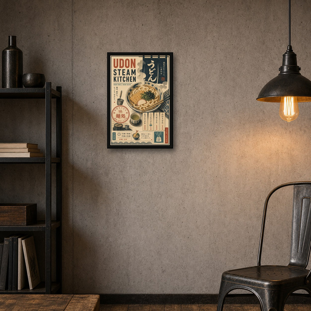 Udon Steam Kitchen Japanese Retro Poster Print - 2x3 room mockup