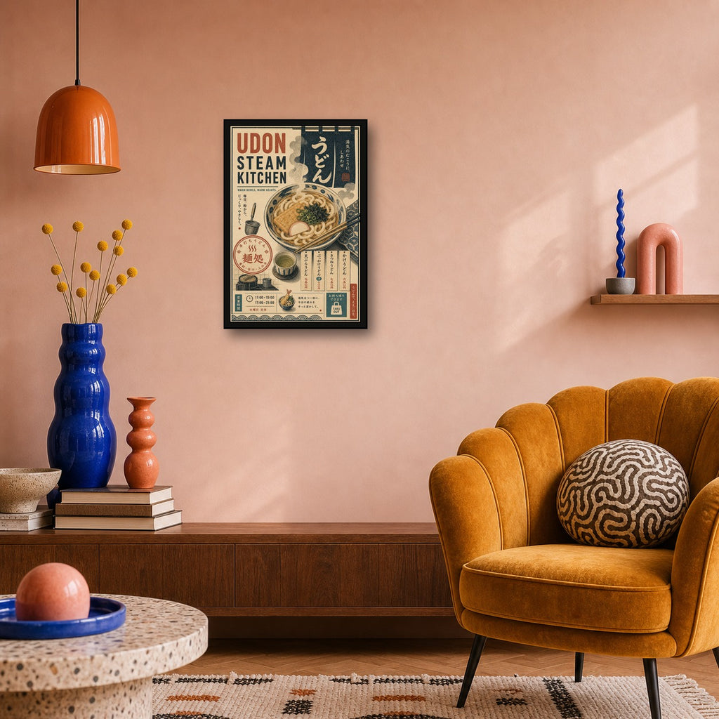 Udon Steam Kitchen Japanese Retro Poster Print - 2x3 room mockup