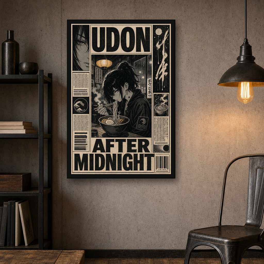 Udonaftermidnight Japanese Retro Poster Print - 2x3 room mockup