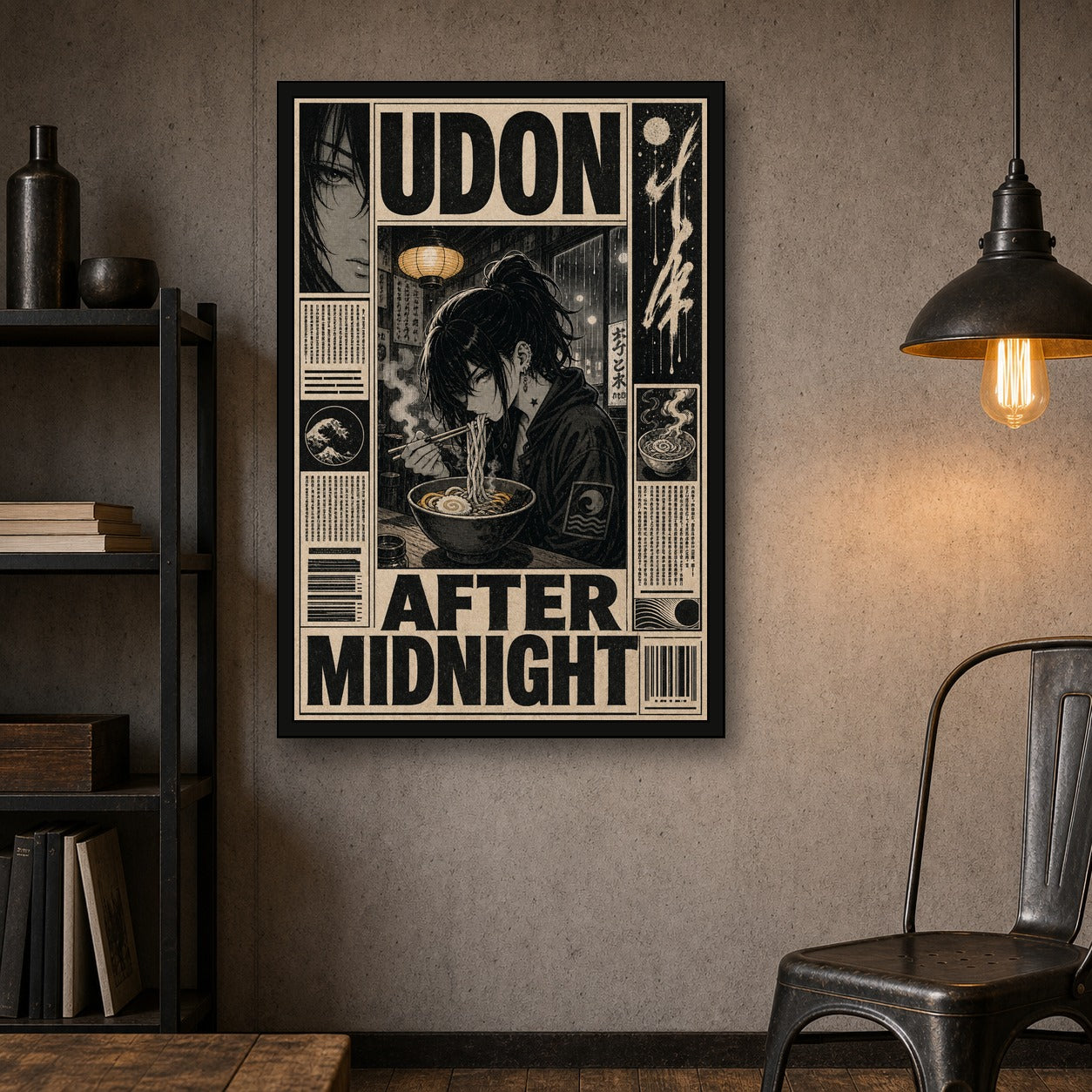 Udonaftermidnight Japanese Retro Poster Print - 2x3 room mockup