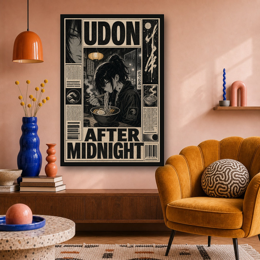 Udonaftermidnight Japanese Retro Poster Print - 2x3 room mockup