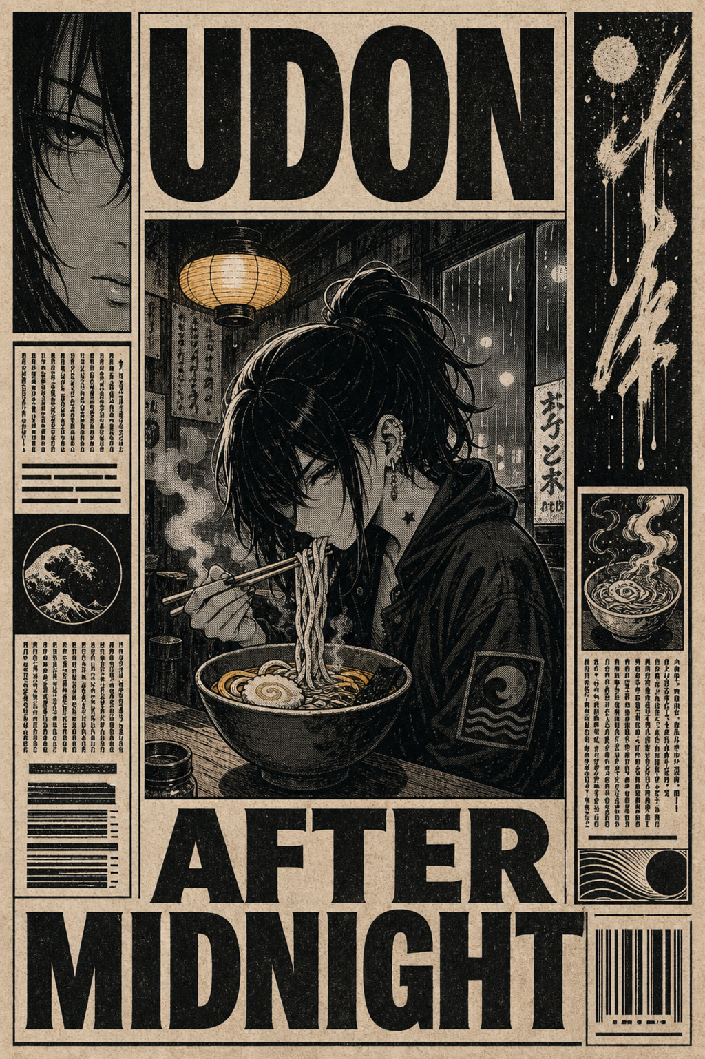 Udonaftermidnight Japanese Retro Poster Print
