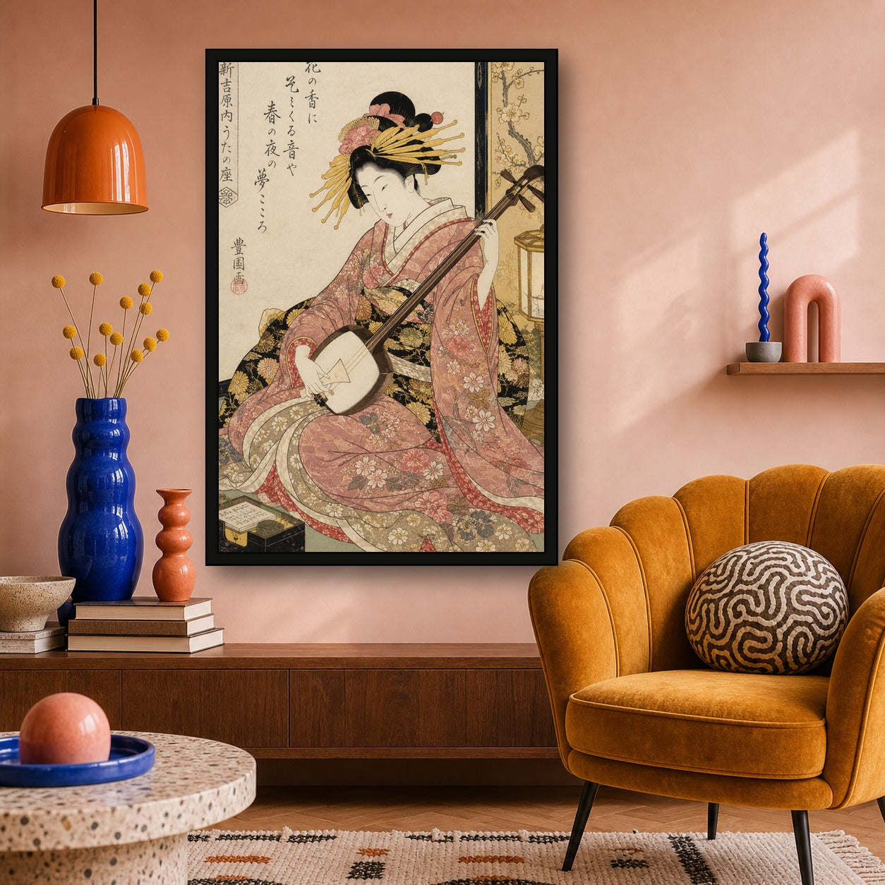 Ukiyo-e Beauty Lantern Poster Japanese inspired poster print for modern wall decor