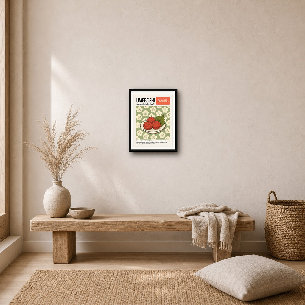 Umeboshi Japanese Plum Art Print - Vibrant Asia Inspired Foodie Poster for Kitchen & Dining Decor, Multiple Sizes - corrected 3x4 room mockup