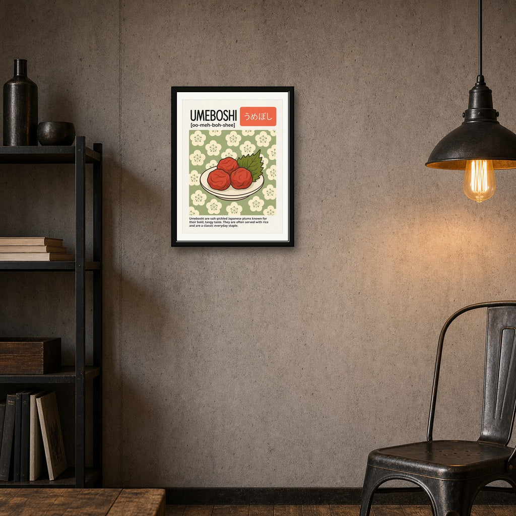 Umeboshi Japanese Plum Art Print - Vibrant Asia Inspired Foodie Poster for Kitchen & Dining Decor, Multiple Sizes - corrected 3x4 room mockup