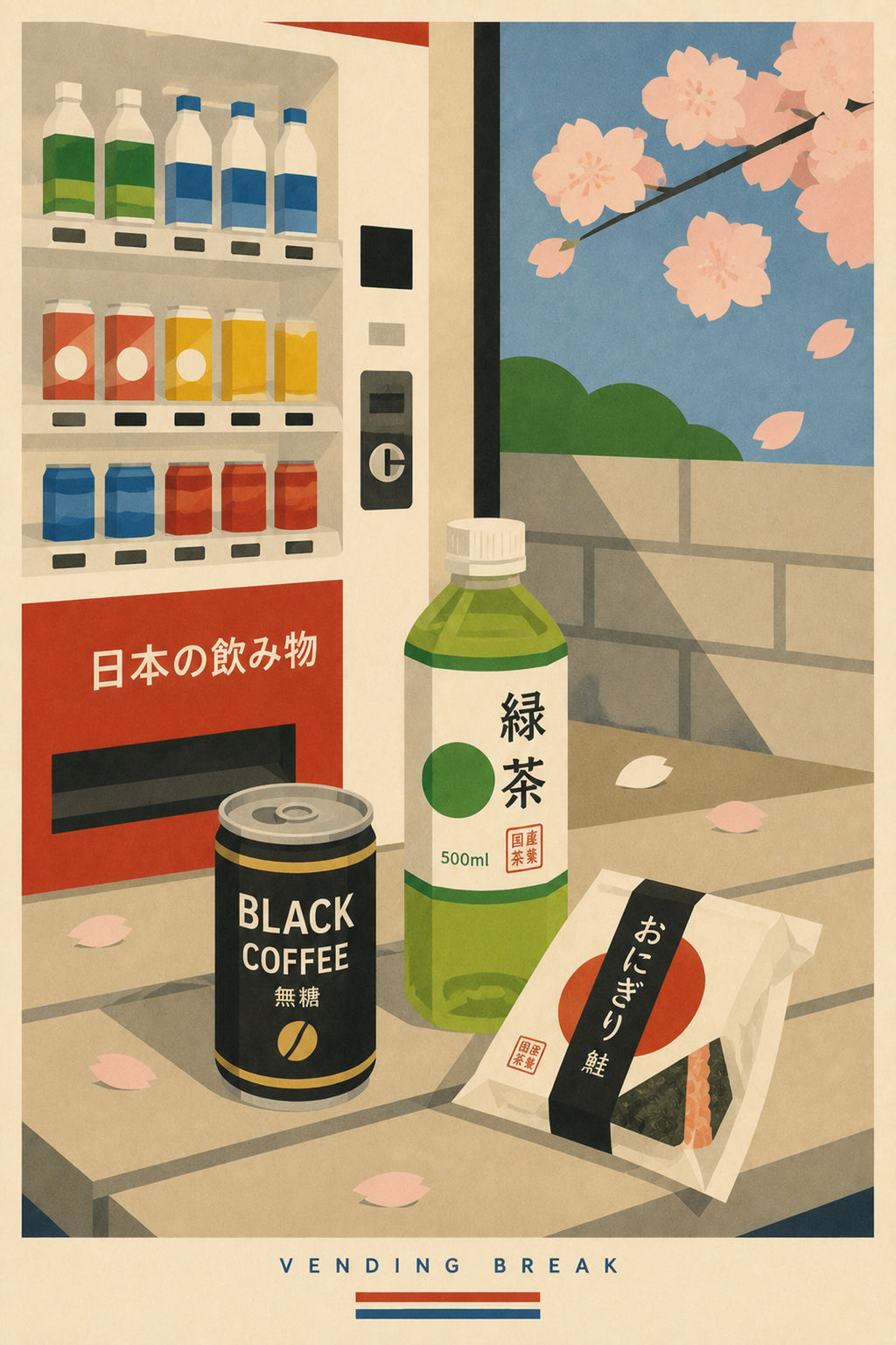 Vending Break Japanese Retro Poster Print