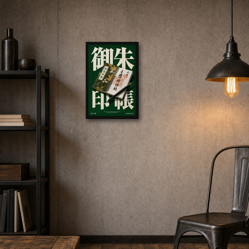 Vibrant Japanese Calligraphy Art Print - Traditional Emerald Green & Gold Decor in Multiple Sizes - 2x3 room mockup