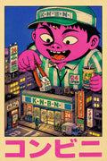Vibrant Konbini Monster Poster, Japanese Street Art, Pop Art Convenience Store Print in various sizes