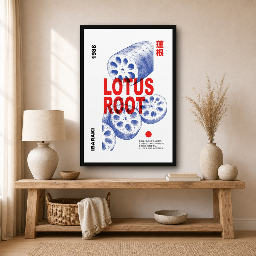 Vibrant Lotus Root Print, Japanese Kitchen Wall Art, Modern Asian Decor in Multiple Sizes - 2x3 room mockup