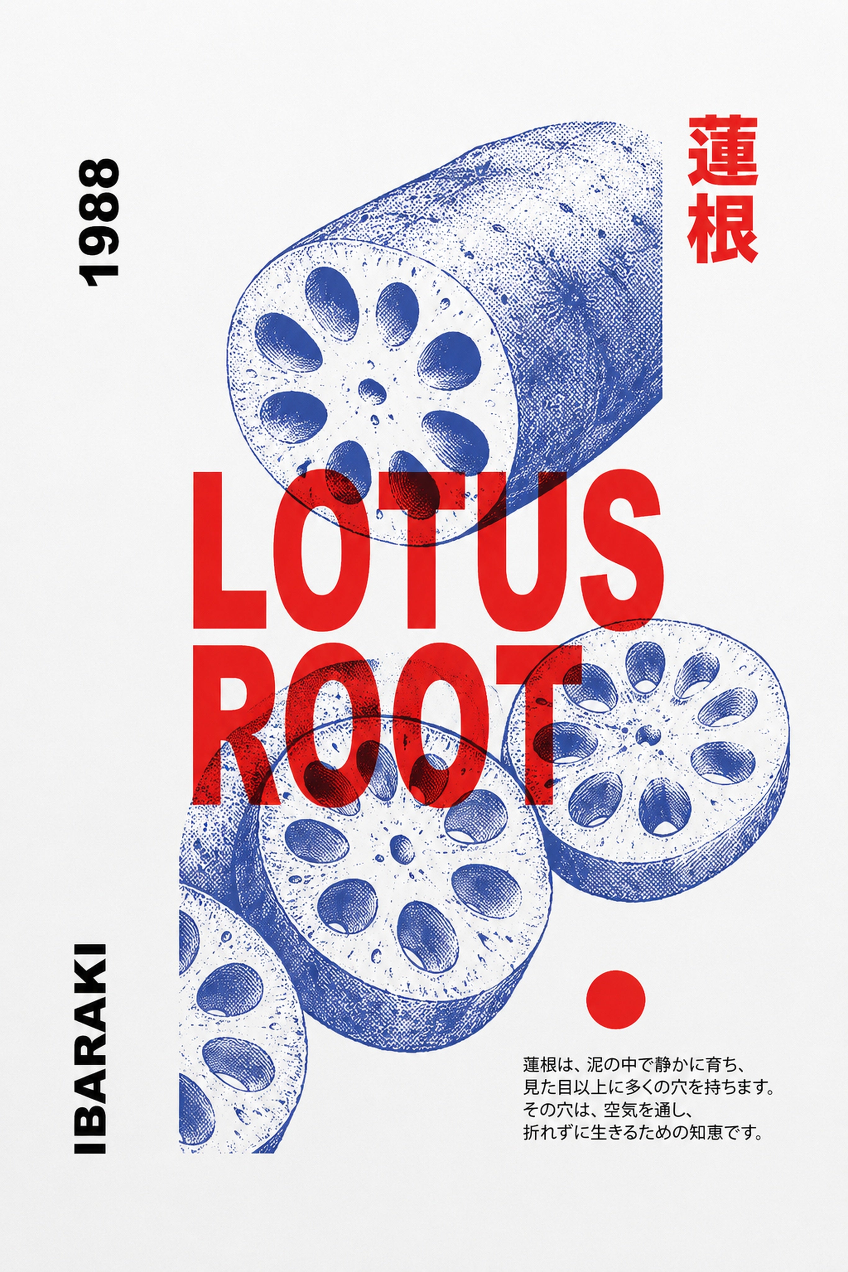 Vibrant Lotus Root Print, Japanese Kitchen Wall Art, Modern Asian Decor in Multiple Sizes