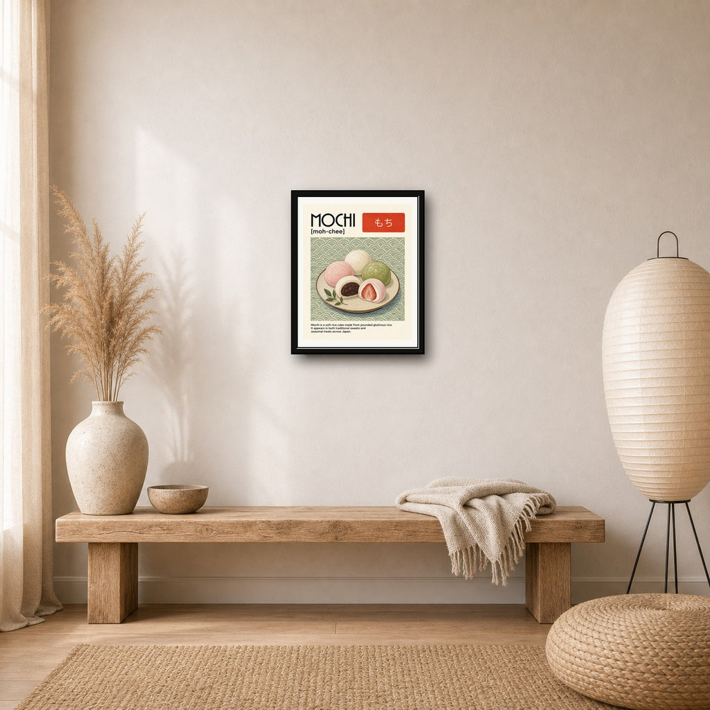 Vibrant Mochi Japanese Dessert Poster, Colorful Food Wall Art, Asian Kitchen Decor, Japan Travel Print - corrected 4x5 room mockup