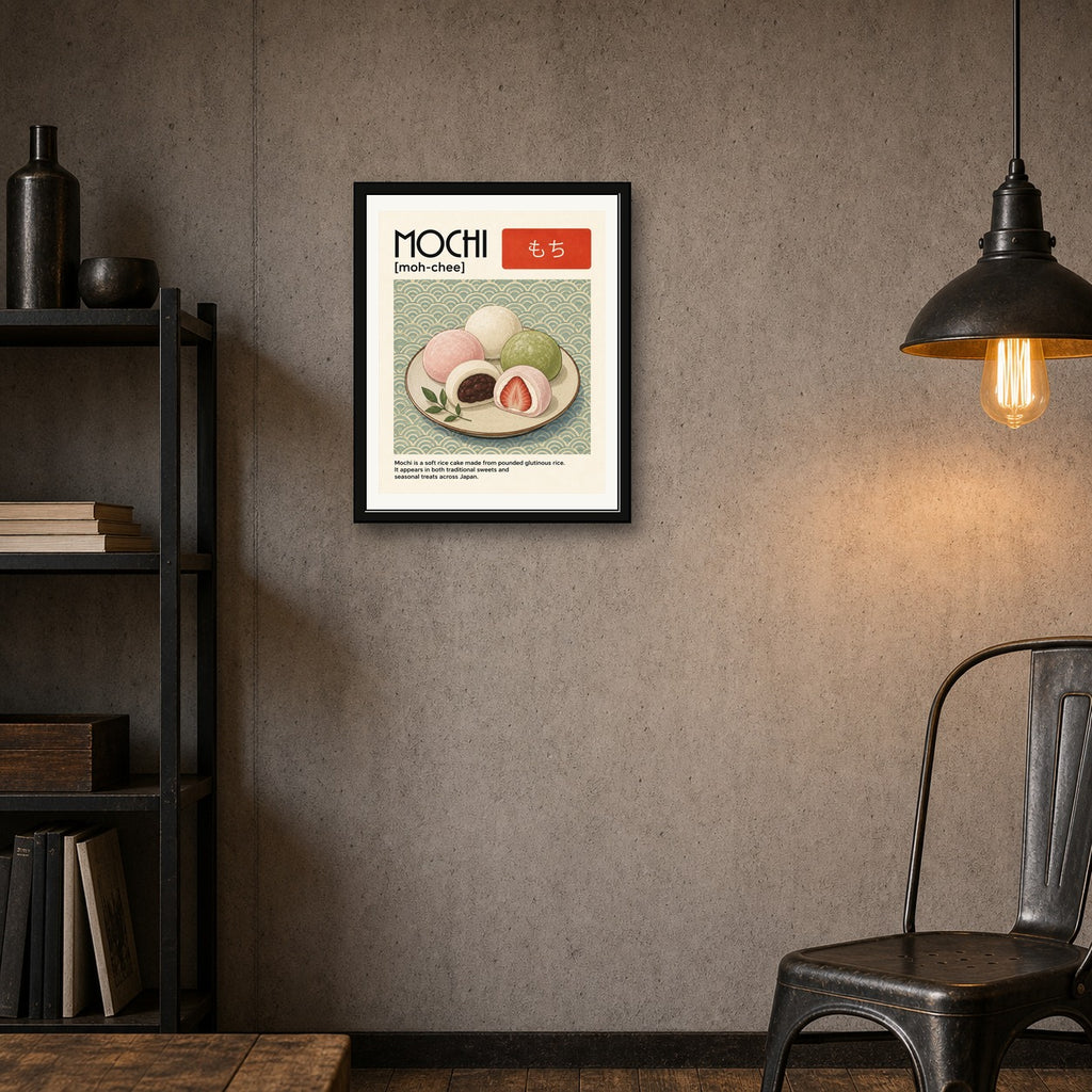 Vibrant Mochi Japanese Dessert Poster, Colorful Food Wall Art, Asian Kitchen Decor, Japan Travel Print - corrected 4x5 room mockup