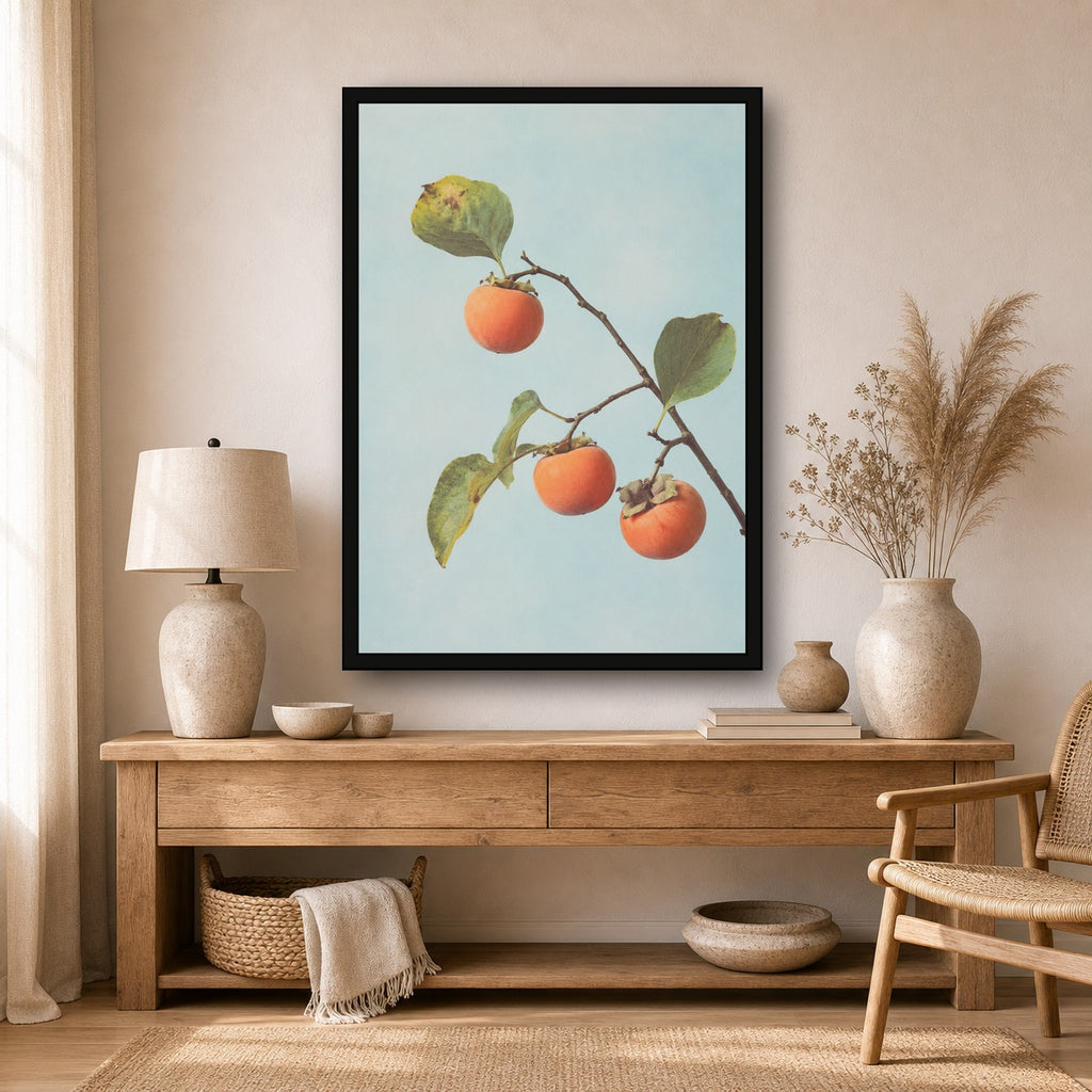 Persimmon Branch Botanical Japanese inspired poster print for modern wall decor