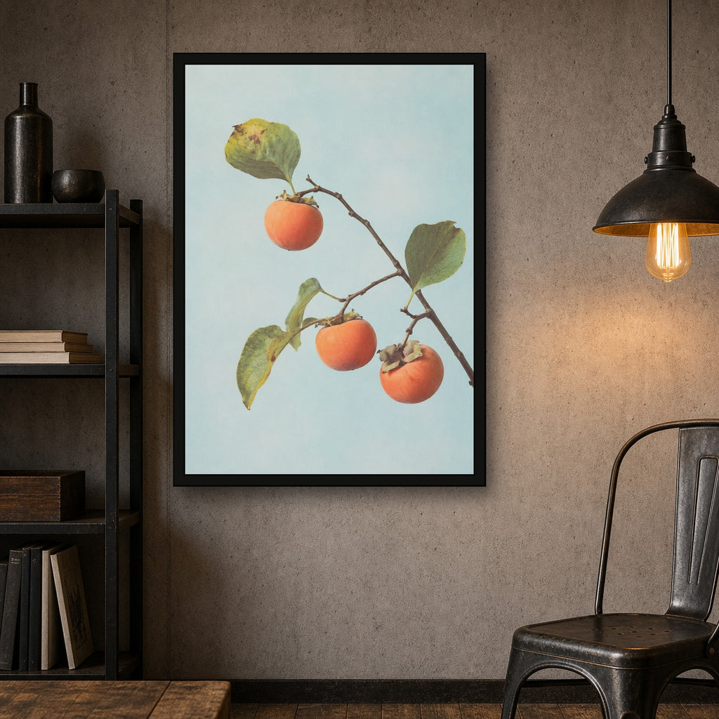 Persimmon Branch Botanical Japanese inspired poster print for modern wall decor