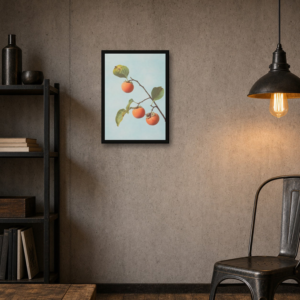 Persimmon Branch Botanical Japanese inspired poster print for modern wall decor