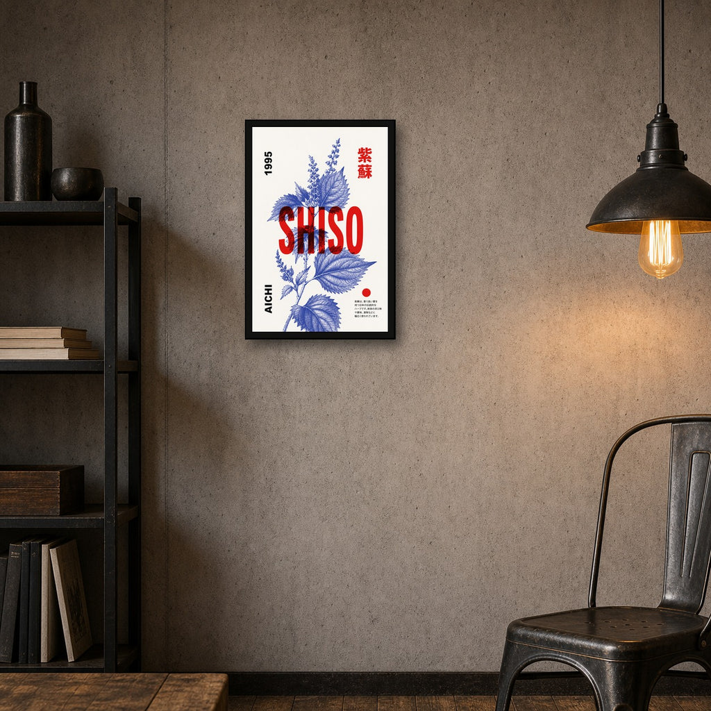 Vibrant Shiso Herb Poster, Japanese Botanical Wall Art, Classic Japan Kitchen Decor Print - 2x3 room mockup