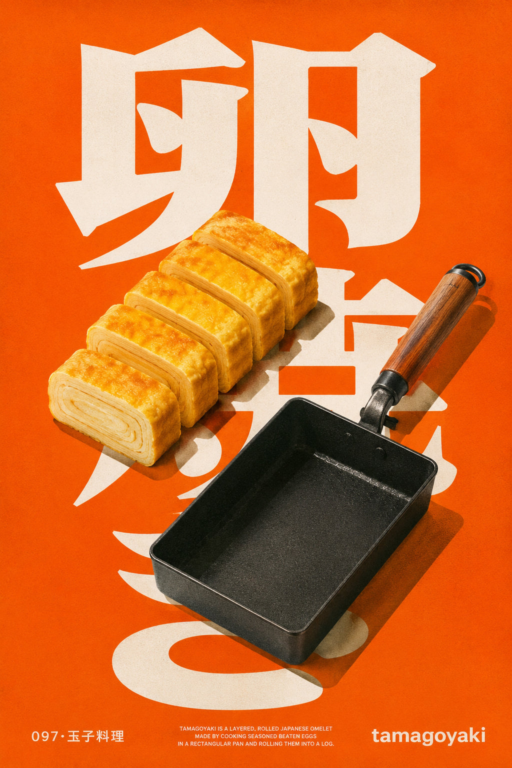 Vibrant Tamagoyaki Poster, Japanese Omelet Wall Art, Modern Asian Kitchen Decor Print in Your Choice of Six Sizes