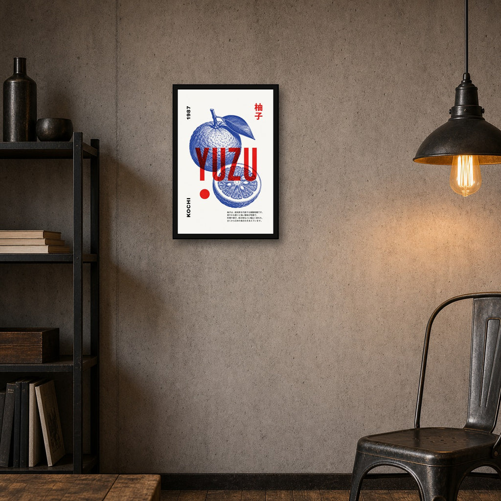 Vibrant Yuzu Japan Poster, Bold Kochi Citrus Art Print, Modern Japanese Kitchen Wall Decor in Multiple Sizes - 2x3 room mockup