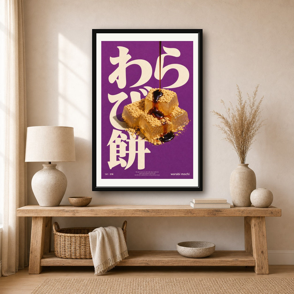 Warabi Mochi Poster: Vibrant Japanese Dessert Wall Art, Perfect for Kitchens & Cafes, in Various Sizes - corrected 2x3 room mockup