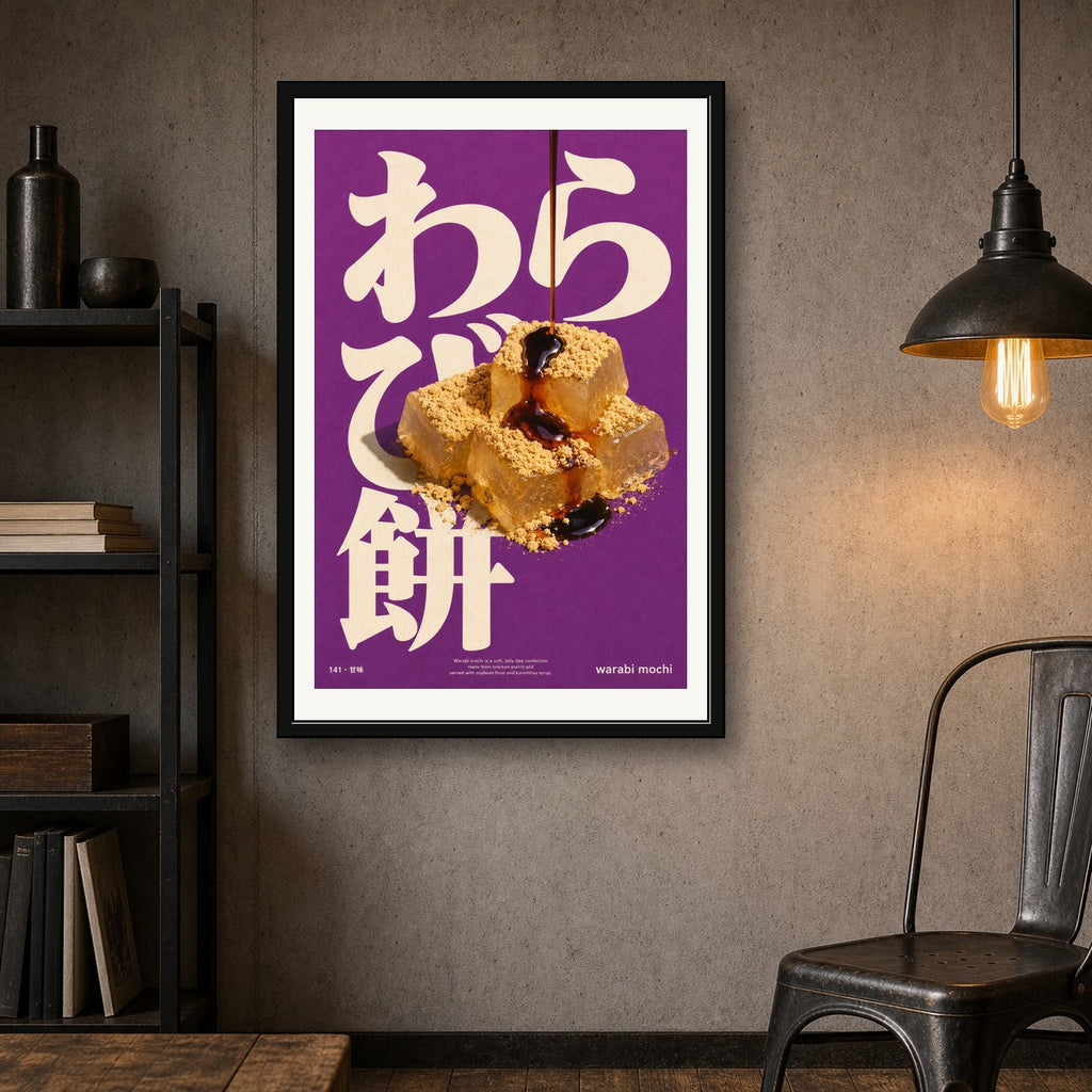 Warabi Mochi Poster: Vibrant Japanese Dessert Wall Art, Perfect for Kitchens & Cafes, in Various Sizes - corrected 2x3 room mockup