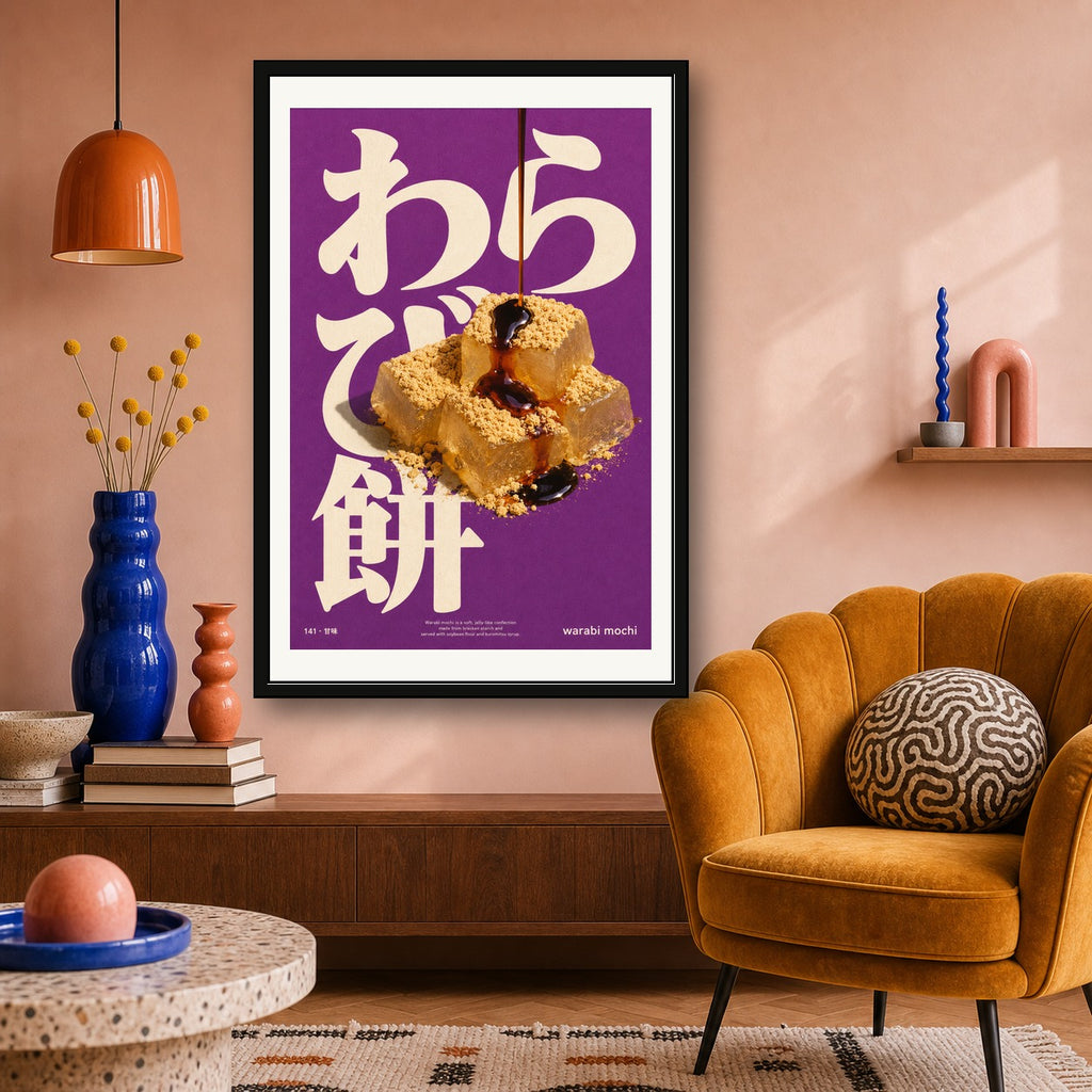 Warabi Mochi Poster: Vibrant Japanese Dessert Wall Art, Perfect for Kitchens & Cafes, in Various Sizes - corrected 2x3 room mockup