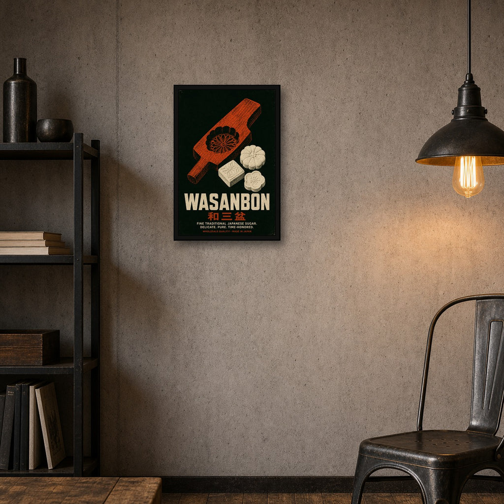 Wasanbon Japanese Sugar Poster, Vintage Japan Wall Art, Traditional Sweet Treat Print - 2x3 room mockup