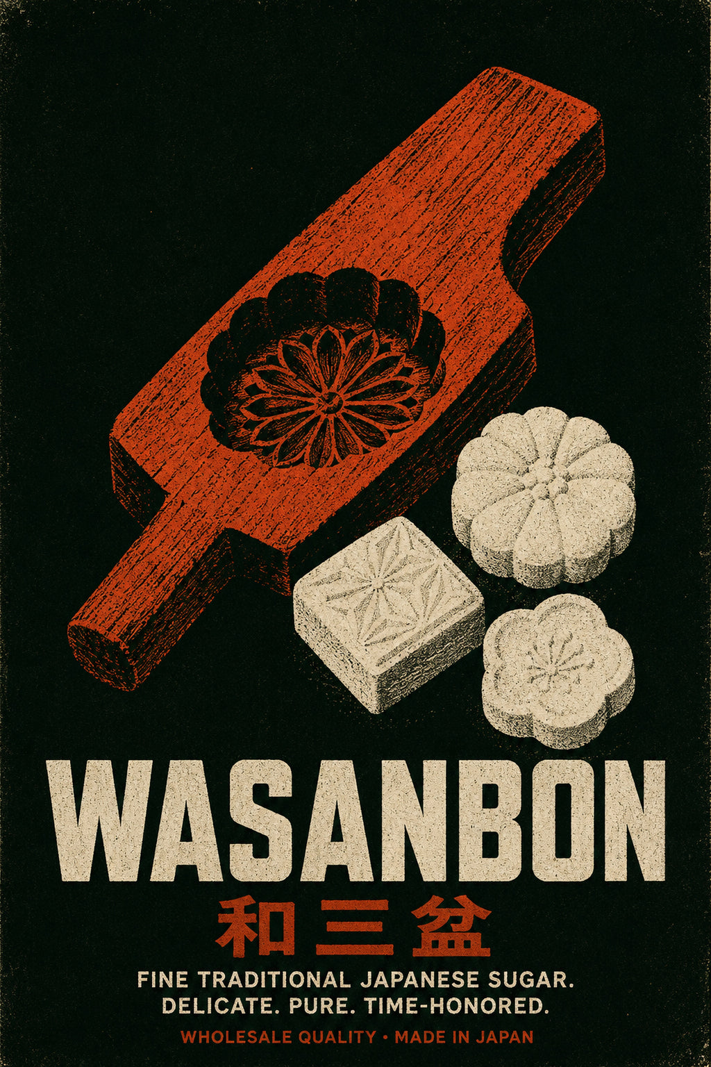 Wasanbon Japanese Sugar Poster, Vintage Japan Wall Art, Traditional Sweet Treat Print