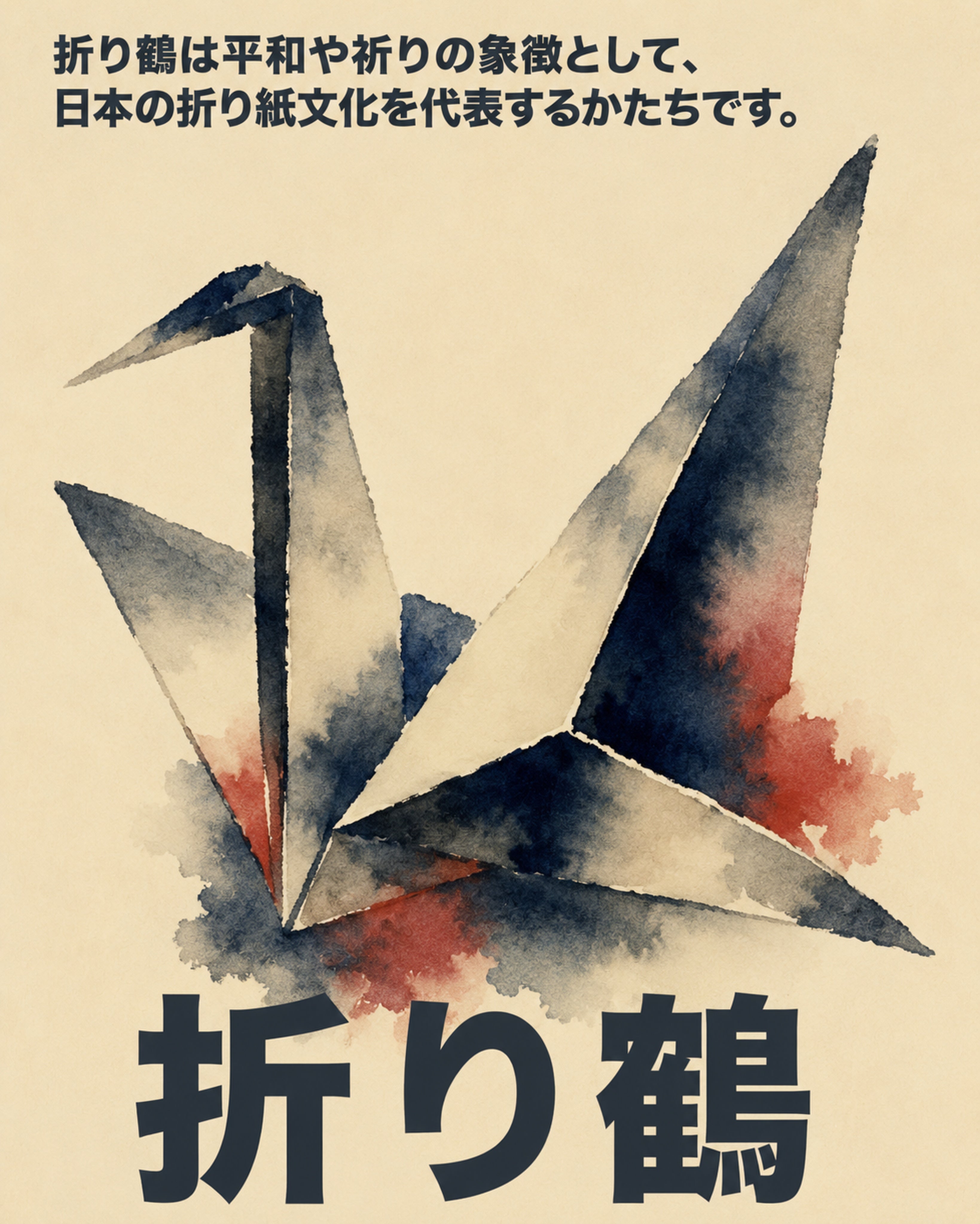 Watercolor Origami Crane Poster, Japanese Wall Art, Serene Home Decor, Asian Aesthetic Print in Multiple Sizes - corrected 4x5 flat artwork