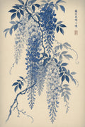Wisteria Bloom Japan Wall Art, Pink & Blue Serene Botanical Poster, Japanese Floral Decor in Multiple Sizes
