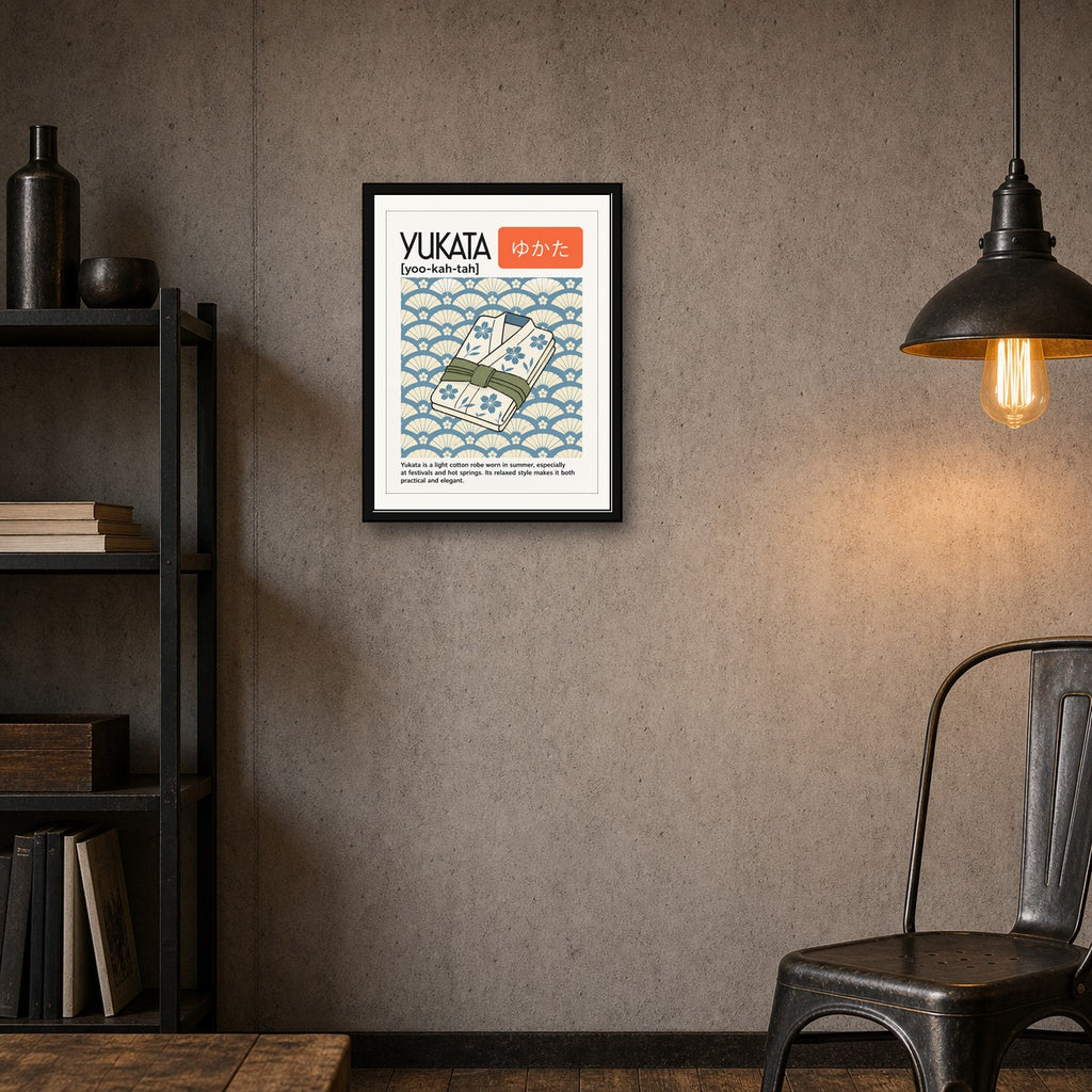 Yukata Japanese Robe Art Print, Serene Japan Travel Poster, Asian Wall Decor in Multiple Sizes - corrected 3x4 room mockup