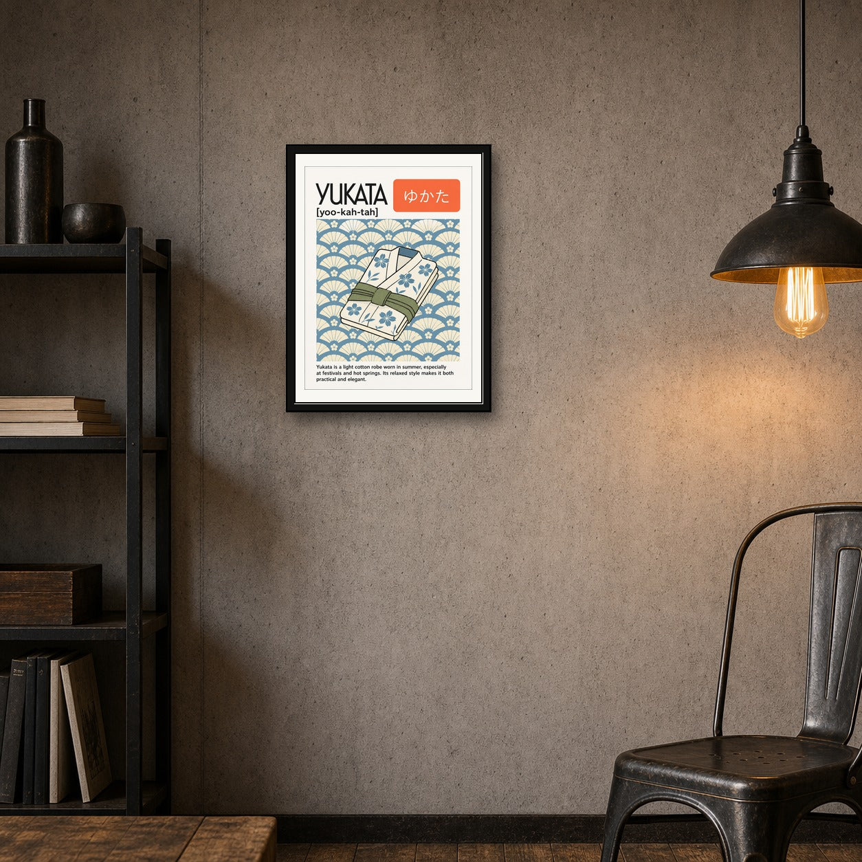 Yukata Japanese Robe Art Print, Serene Japan Travel Poster, Asian Wall Decor in Multiple Sizes - corrected 3x4 room mockup