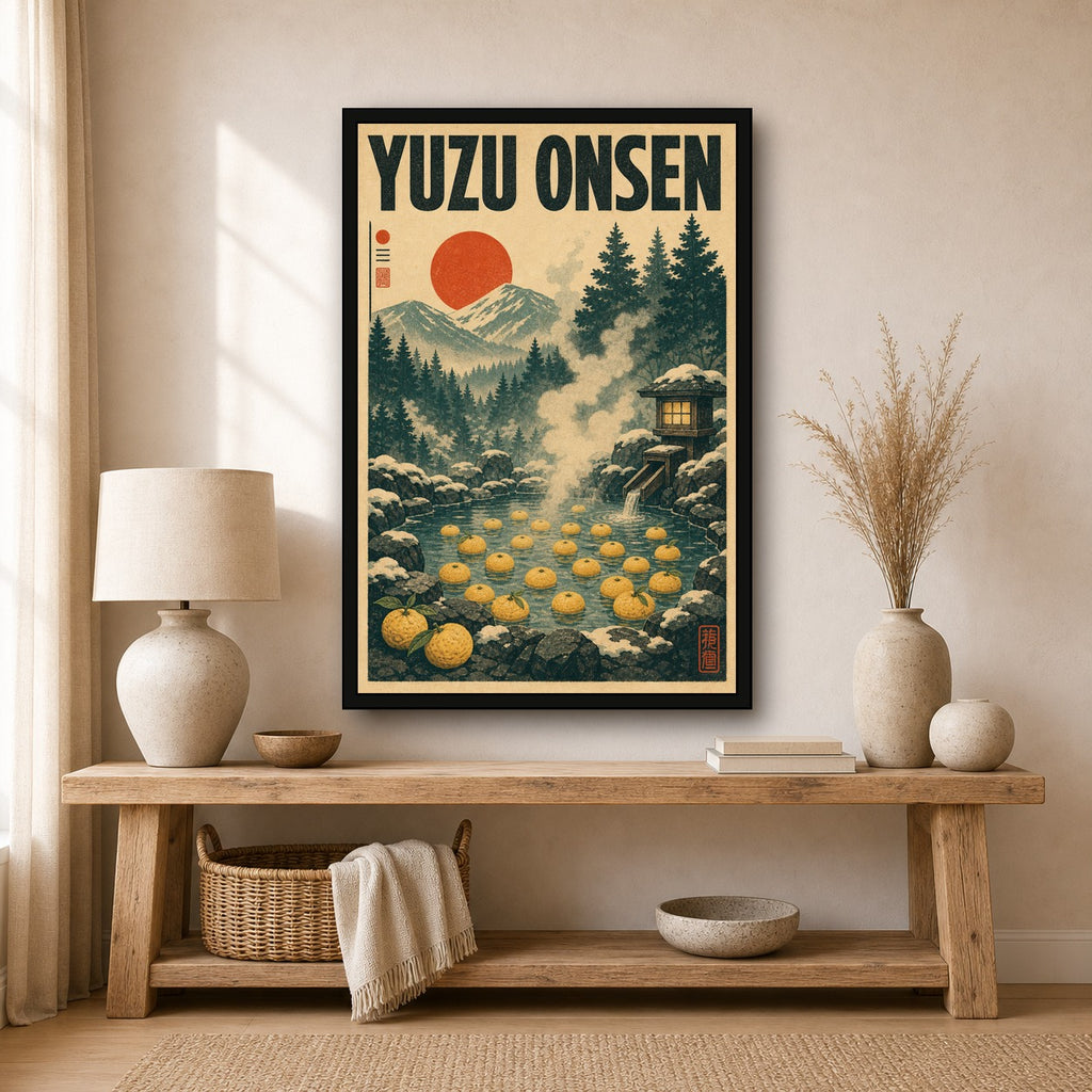 Yuzuonsen Japanese Retro Poster Print - 2x3 room mockup